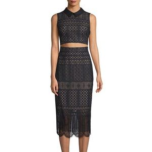 BCBG Flo black lace two piece dress